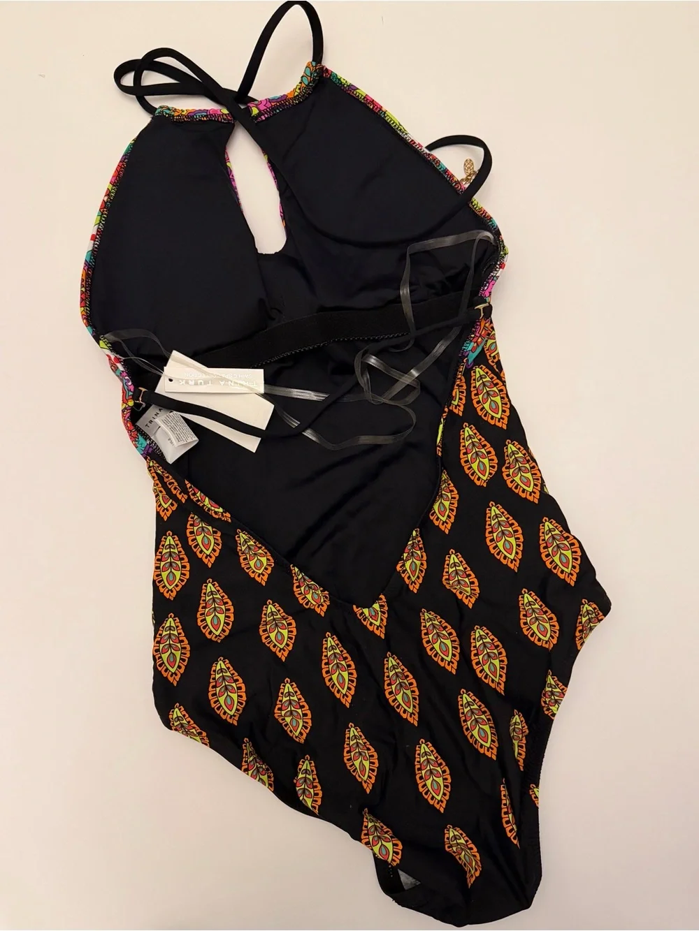 Vibrant Keyhole Halter One-Piece Swimsuit — Multicolor Medallion